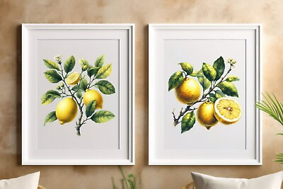 #ad Lemons Wall Art Prints Set of 2 Kitchen Wall Art Prints Lemons Home Decor $12.99
