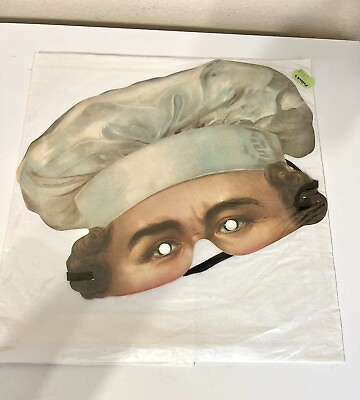 #ad Victorian CHEF Mask Fascimile of Genuine Hamp;P ENGLAND prop Nos paper half decor $24.88