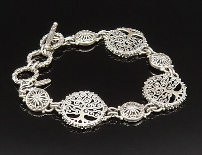#ad #ad SARDA 925 Silver Vintage Tree Of Life amp; Floral Dome Chain Bracelet BT9527 $161.50