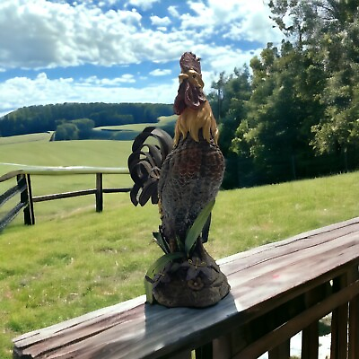 #ad Large Vintage Farmhouse Resin Rooster Sculpture Country Cottage Decor 15quot;T 13”L $45.99