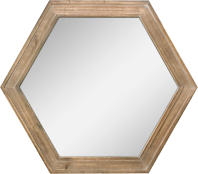 #ad #ad Decorative 24quot; Hexagon Hanging Wall Mirror with Natural Wood Frame and Attached $42.88