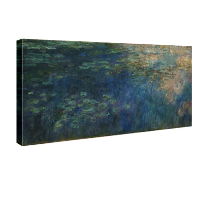 Canvas Print Monet Painting Wall Art Pic Reflections of Clouds Water Lily Pond $45.99