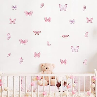 #ad 6 Sheet 34Pcs Wall Stickers for Girls Bedroom Decoration Wall Corner Butterfly $20.55