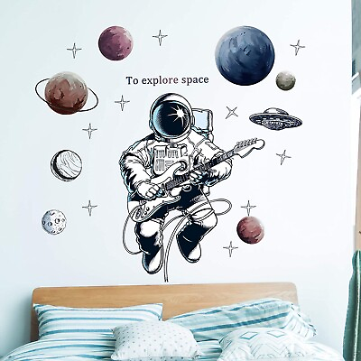 #ad WALL STICKER ASTRONAUT DECAL SPACE QUOTE VINYL MURAL ART KIDS BEDROOM HOME DECOR $28.99