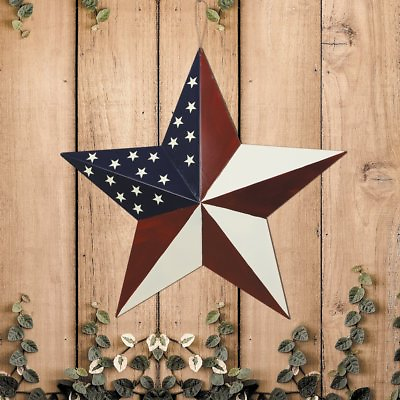 #ad Patriotic Metal Barn Star Outdoor Indoor Hanging Wall Decor Star Ornaments 12quot; $15.99
