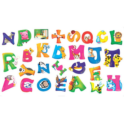 #ad 1X Cartoon Colorful 26 Letters Alphabet Wall Stickers for Kids Rooms Decor $7.29