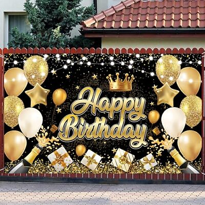 #ad Happy Birthday Decorations Backdrop Glitter Birthday Backdrop Sign Happy Bi... $19.08