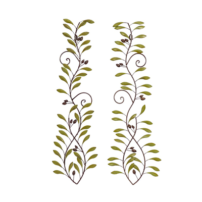 #ad Green Metal Leaf Wall Decor Set – Traditional Style 2 Count Iron XL $30.36