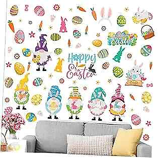 #ad 122 Pieces Sunflower Gnome Wall Stickers Bee Wall Decals Butterfly Flower Bunny $14.52