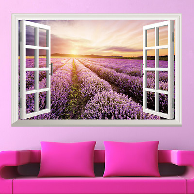 #ad Wall Stickers 3D Window Lavender Flower Wall Tattoo Art Decal Home Decor Room $7.50