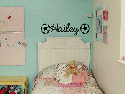 #ad GIRLS PERSONALIZED NAME SOCCER Wall Decal Kids Children Bedroom Home Decor $12.35