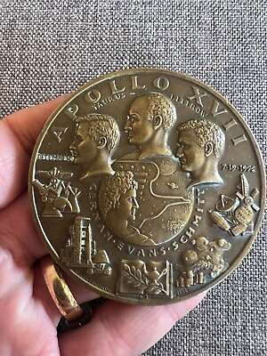 #ad 2 1 2 inches APOLLO XVII CERNAN EVANS SCHMITT LARGE Medallion 1972 Bronze $29.99