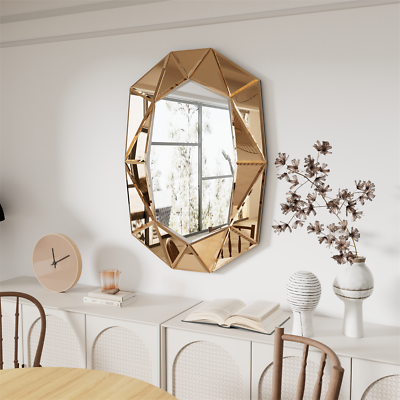 #ad Irregular Decorative Wall Art Mirror with HD Beveled Diamond Pieces for Entryway $199.92
