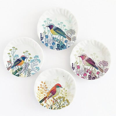 #ad Handmade Miniatures Ceramic Plates Tiny Birds Dollhouse Kitchen Decor Set 4 Pcs $17.59