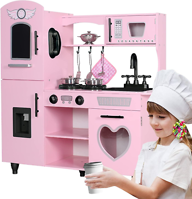 #ad Wooden Play Kitchen Kids Kitchen Playset Toy Kitchen Sets for Girls Gift Kids Ki $189.99