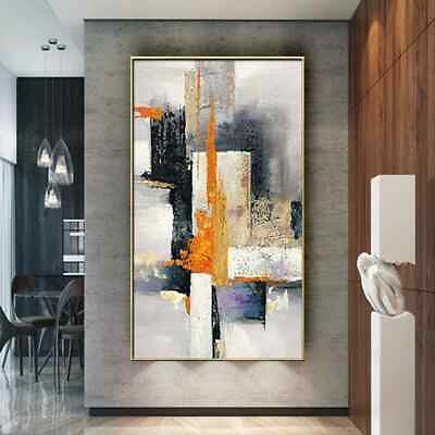 #ad Handpainted Textured Oil Painting Geometry Wall Art Picture Living Room Decor $61.45