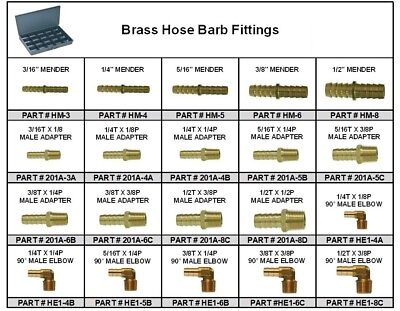 #ad Brass Hose Barb Pipe Fitting Assortment In Small Metal Locking Durham Tray $174.00