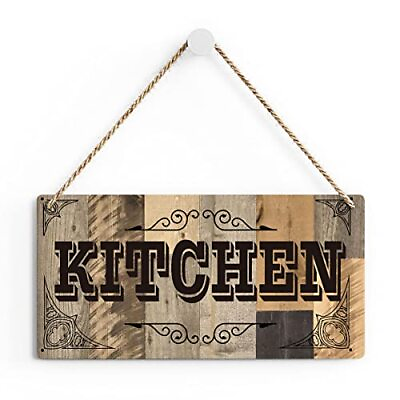 #ad Rustic Kitchen Wood Decor Sign Retro Kitchen Theme Printed Wood Sign Wall Art... $18.29