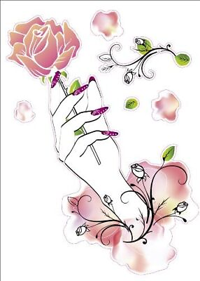 #ad Nail Design with Rose Artwork Room Decor Wall Sticker Decal **15quot;W X 23quot;H** 1 P $20.39