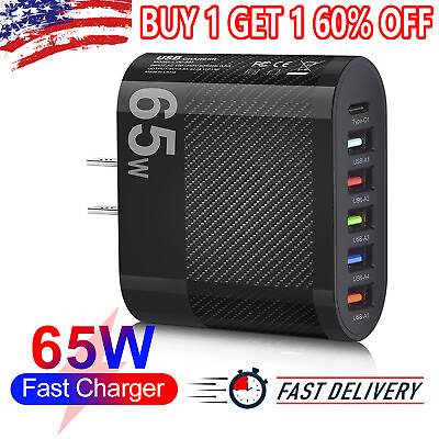 6Port USB Hub Wall Charger Travel Fast Charging Station AC Power Adapter US Plug $7.25