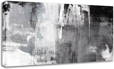 #ad Large Canvas Wall Art Black and White Abstract Wall Art for Living Room Hand Pai $226.99