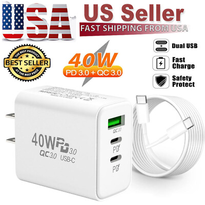 #ad Dual PD 40W Fast Wall Charger Power Adapter For iPhone 15 Pro Max 14 Plus 13 12 $4.99