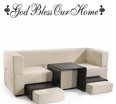 #ad GOD BLESS OUR HOME Words Wall Decal Decor Quote Lettering Sticky Sticker 36quot; $18.00