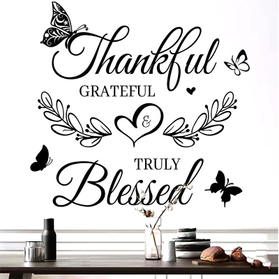 #ad Inspirational Quote Wall Decor Thankful Grateful Blessed Wall Decal Quote Faith $19.19