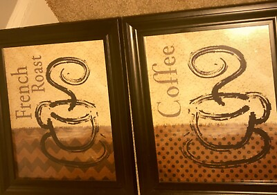 #ad #ad Gently Used Set Of COFFEE Themed Framed Home Decor $10.50