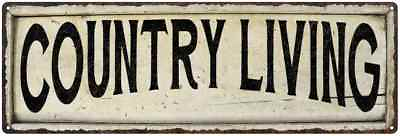 #ad COUNTRY LIVING Farmhouse Style Wood Look Sign Gift Metal Decor 106180028128 $26.95