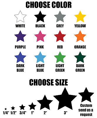 #ad Star stickers Permanent outdoor glossy vinyl decals Pick your size and color $3.99