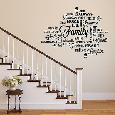 #ad Family Quote Wall Decal Black Wall Decor Words Vinyl Stickers Home Decor $49.95