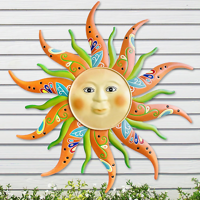 #ad Metal Sun Wall Decor Face 3D Art Outdoor Backyard Porch Den Foyer Indoor Plaque $31.99