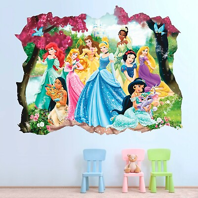 #ad Princesses 3D Wall Decal Princess Wall Sticker Decor for Girls $24.95