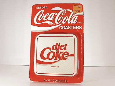 #ad #ad Coca Cola Diet Coke Coasters Cork Plastic Vintage On Card NOS $24.99