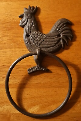 #ad ROOSTER CHICKEN TOWEL RING SIGN Rustic Country Primitive Kitchen Home Decor NEW $12.95