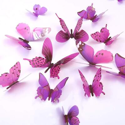 #ad Butterfly Wall Decals 24 Pcs 3D Butterfly Removable Mural Stickers Wall Stic... $12.68