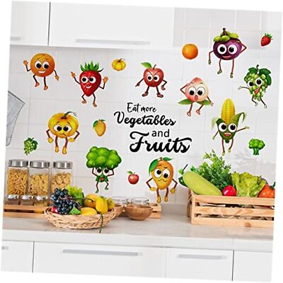 #ad 2 Set Kitchen Vegetable Wall Sticker Cartoon Fruit Vegetable and Fruit Emoji $24.91