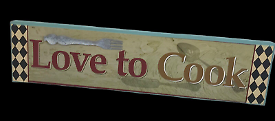 #ad Love to Cook wood box sign country kitchen decor distressed harlequin $16.99