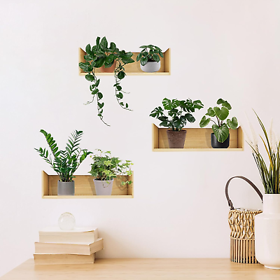 #ad Green Potted Plants Wall Stickers 3D Simulation Shelves Green Plants Wall Decal $18.61