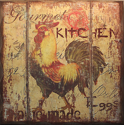 #ad #ad New Rooster Gourmet Kitchen Wooden Sign Country Farm Rustic Distressed Decor $12.99