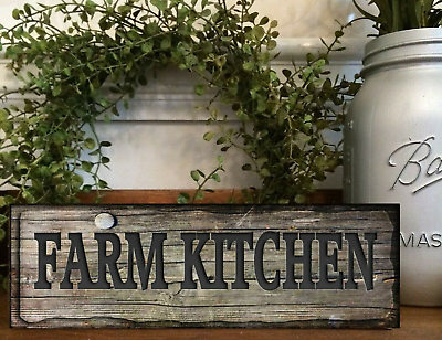 #ad Farm Kitchen Sign Shelf Sitter Vintage Style Farmhouse Home Decor 8x3quot; $12.50