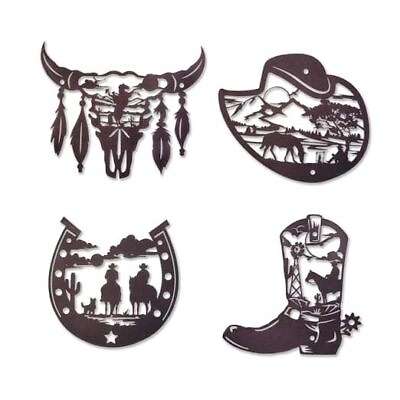 #ad #ad 4 Pcs Western Wall Decor Rustic Brown Western Decor for Home Metal Western A $24.33