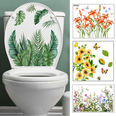 #ad For Bathroom Wall Decal Plant Toilet Sticker Flower Leaf Sticker Art Mural □ $3.34