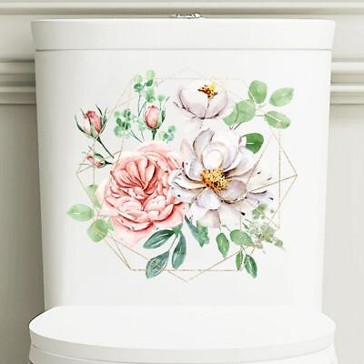 #ad 1x Floral Toilet Sticker Bathroom Wall Decal Door Art Seat Home Sign Stickers $2.19