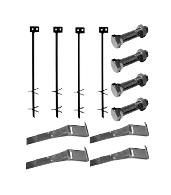 #ad Mobile Home Part Set of 4 Auger Anchors; 4 8 ft Tie Down Strap 4 Bolts $114.95