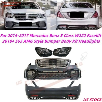 #ad 13 17 Mercedes S Class Upgrade 18 W222 S65 AMG Style Bumper Body Kit Headlight $2569.53