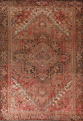 #ad Vintage Geometric Heriz Living Room Rug Area Rust Wool Handmade Carpet 9x13 $2459.00