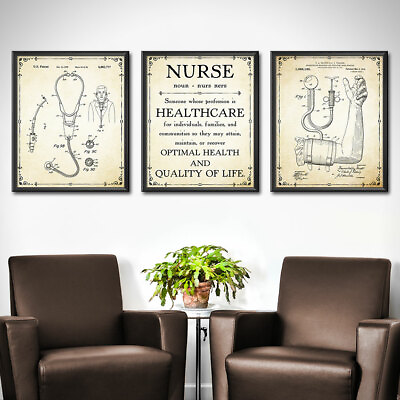 #ad NURSE Set of 3 Prints Office Decor Wall Art Nursing Student Graduation Gift 1875 $16.99