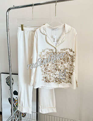 #ad Butterfly herringbone satin home suit pajama set SML $58.00